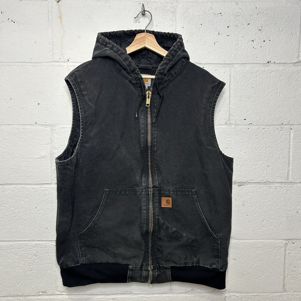 Y2K Carhartt Quilted Hooded Vest “Black” 100121-001 - Picture 1 of 11